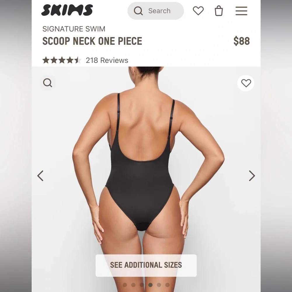 NWT- Skims. Recycled swim. Scoop neck one‎ piece. Onyx/Black.